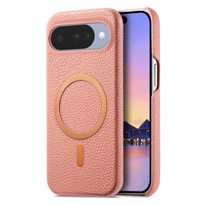 For Google Pixel 11 Pro Litchi Texture Brushed MagSafe PU Back Cover Phone Case - Pink - SYA003329608A