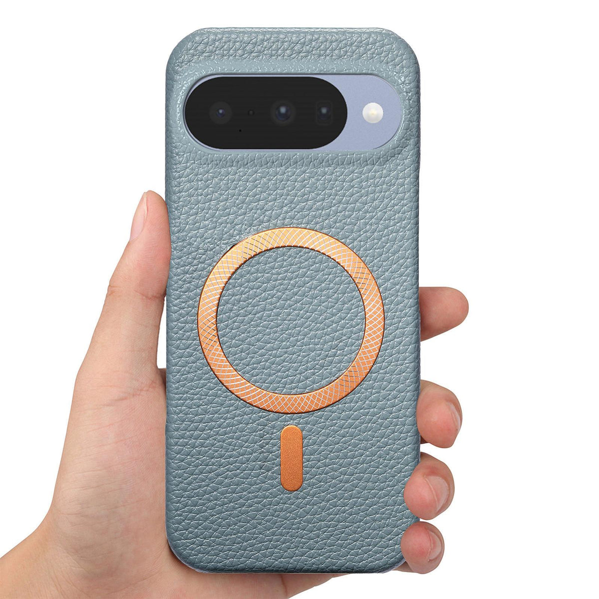 For Google Pixel 11 Pro Litchi Texture Brushed MagSafe PU Back Cover Phone Case - Blue - SYA003329608B