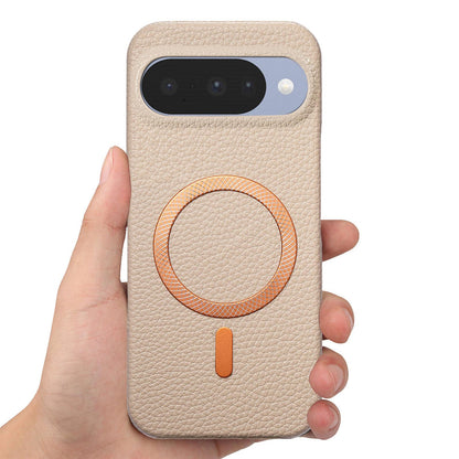 For Google Pixel 11 Pro Litchi Texture Brushed MagSafe PU Back Cover Phone Case - Khaki - SYA003329608C