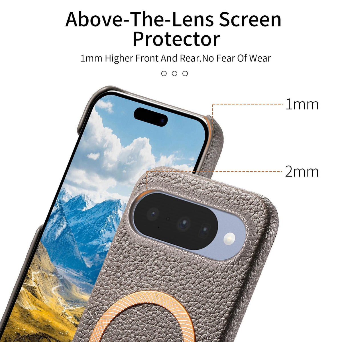 For Google Pixel 11 Pro Litchi Texture Brushed MagSafe PU Back Cover Phone Case - Gray - SYA003329608D