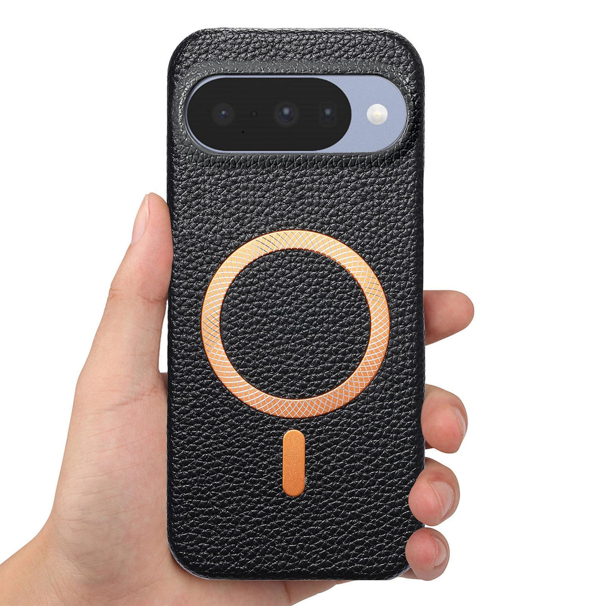 For Google Pixel 11 Pro Litchi Texture Brushed MagSafe PU Back Cover Phone Case - Black - SYA003329608E