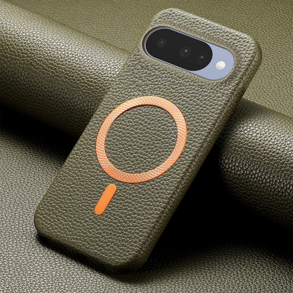 For Google Pixel 11 Pro Litchi Texture Brushed MagSafe PU Back Cover Phone Case - Green - SYA003329608F