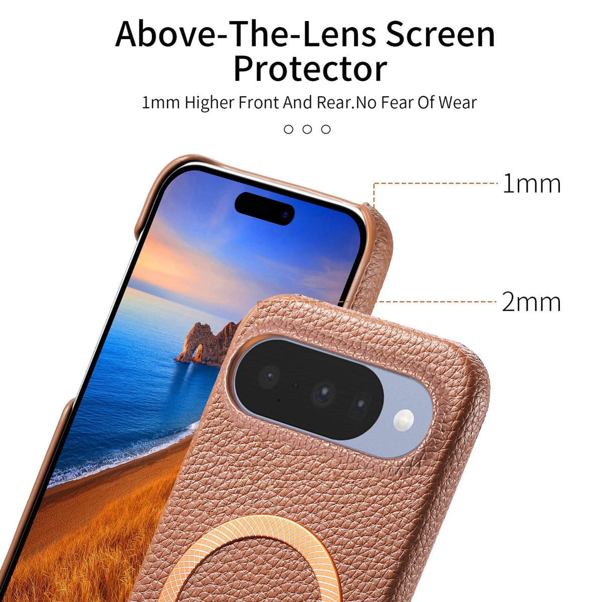 For Google Pixel 11 Pro Litchi Texture Brushed MagSafe PU Back Cover Phone Case - Brown - SYA003329608G