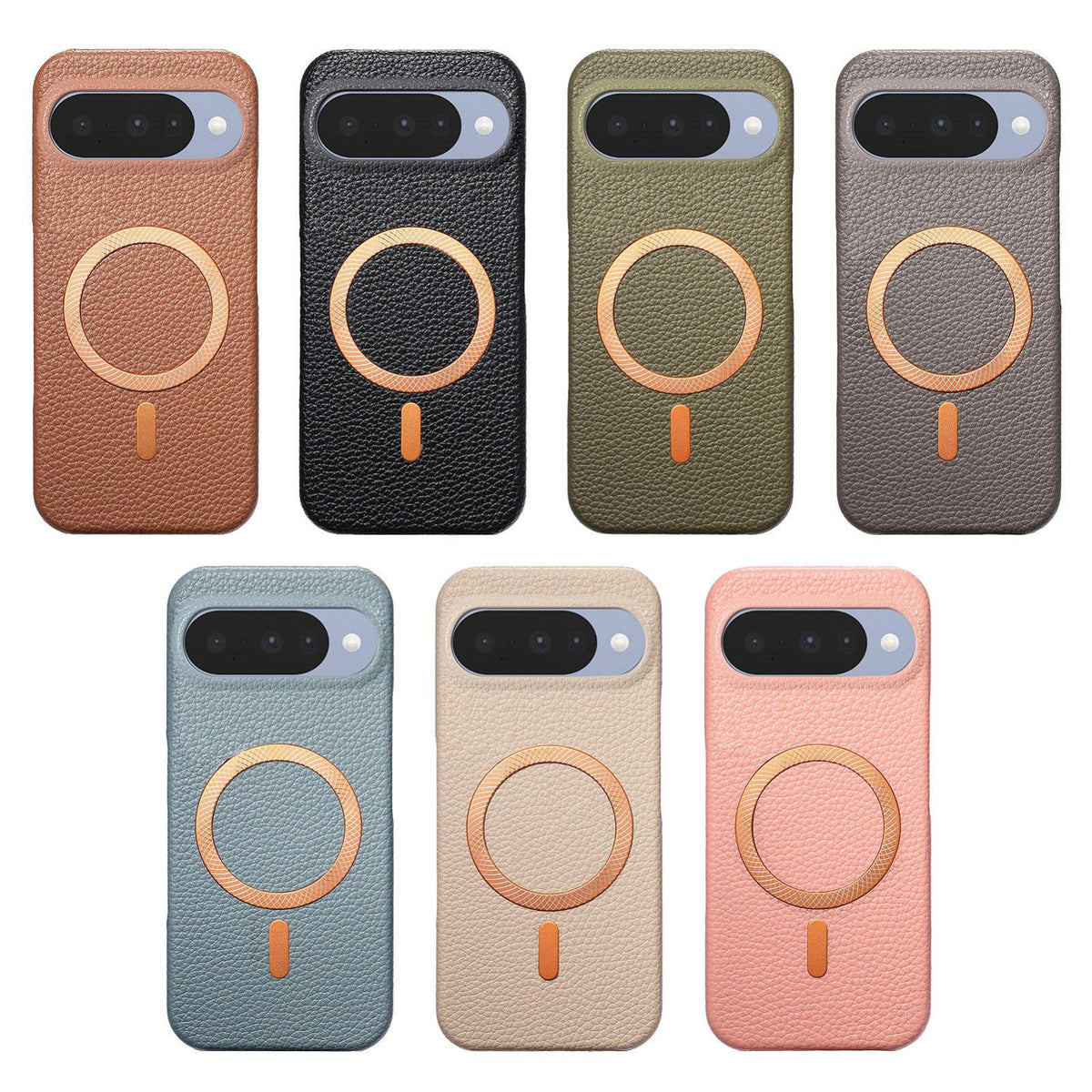 For Google Pixel 11 Pro Litchi Texture Brushed MagSafe PU Back Cover Phone Case - Pink - SYA003329608A
