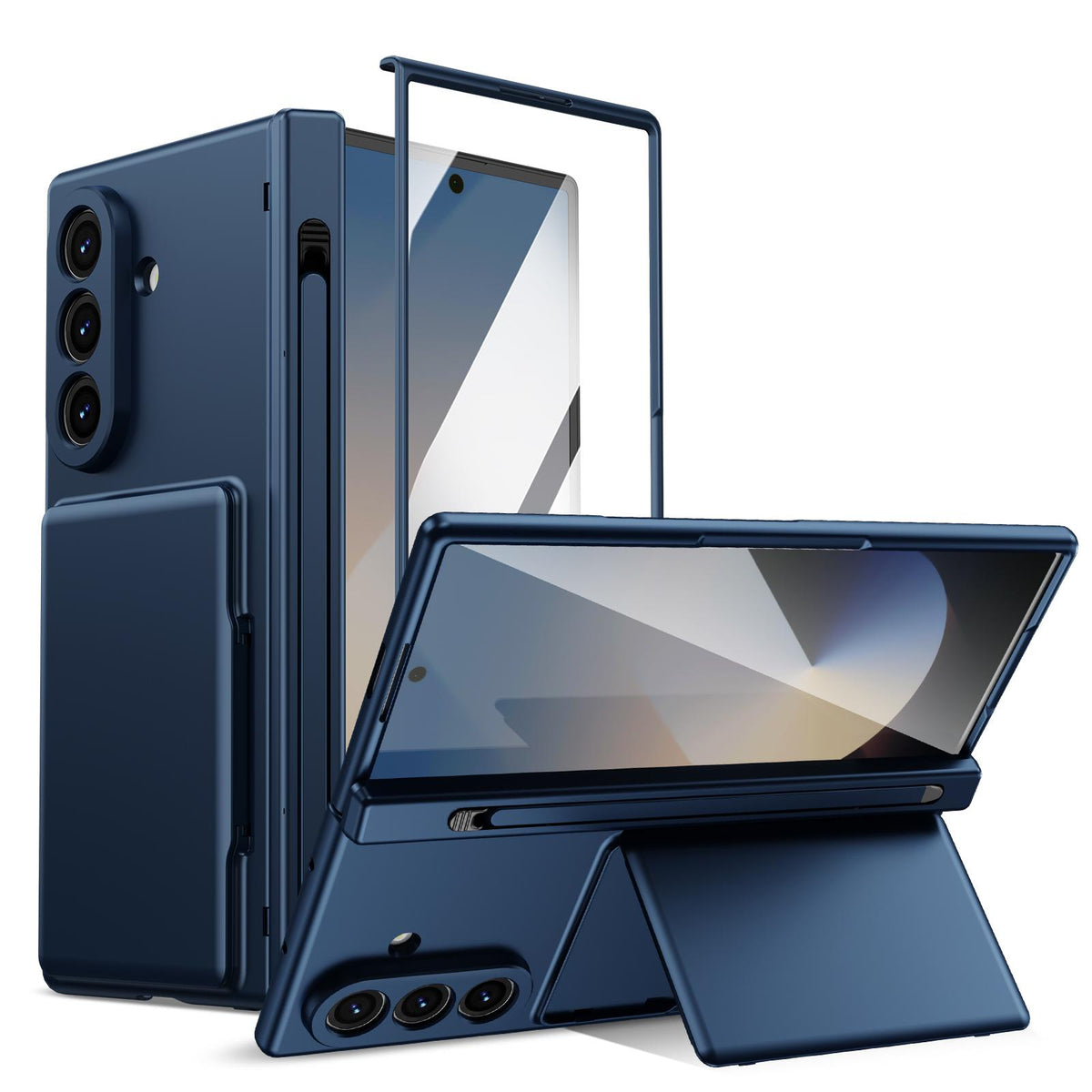 For Galaxy Z Fold8 Ultra 5G Card Bag Holder Hinge Integrated Film Phone Case, No Pen - Blue - SYA003377701A