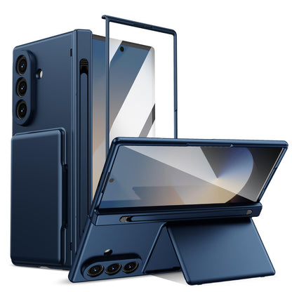 For Galaxy Z Fold8 Ultra 5G Card Bag Holder Hinge Integrated Film Phone Case, No Pen - Blue - SYA003377701A