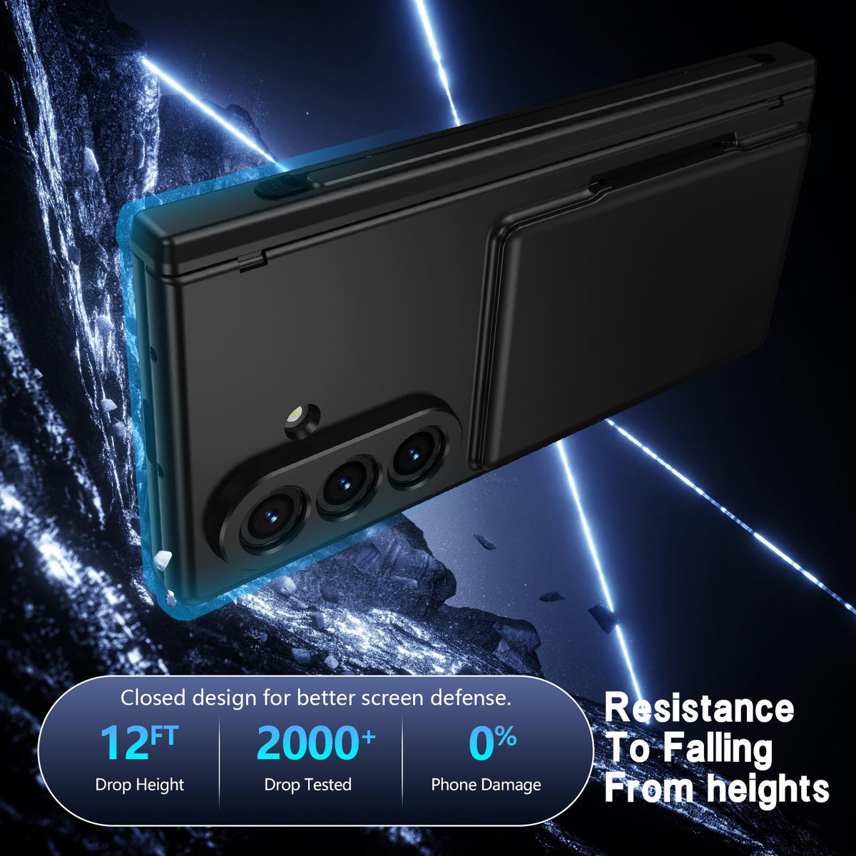 For Galaxy Z Fold8 Ultra 5G Card Bag Holder Hinge Integrated Film Phone Case, No Pen - Black - SYA003377701B