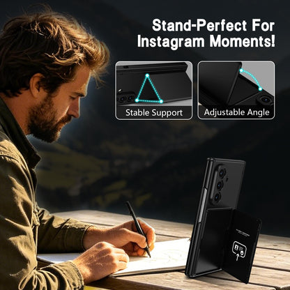 For Galaxy Z Fold8 Ultra 5G Card Bag Holder Hinge Integrated Film Phone Case, No Pen - Black - SYA003377701B