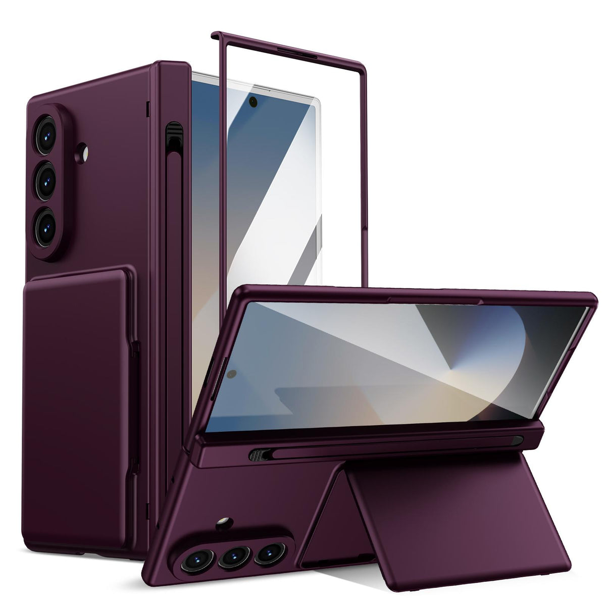 For Galaxy Z Fold8 Ultra 5G Card Bag Holder Hinge Integrated Film Phone Case, No Pen - Purple - SYA003377701C