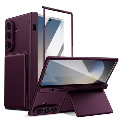 For Galaxy Z Fold8 Ultra 5G Card Bag Holder Hinge Integrated Film Phone Case, No Pen - Purple - SYA003377701C