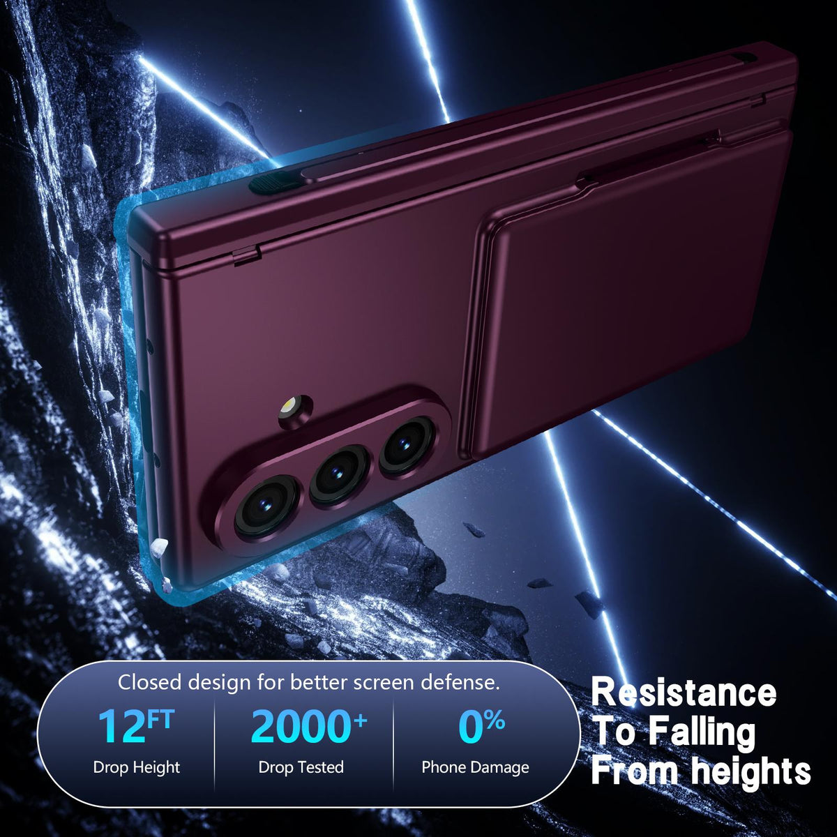 For Galaxy Z Fold8 Ultra 5G Card Bag Holder Hinge Integrated Film Phone Case, No Pen - Purple - SYA003377701C