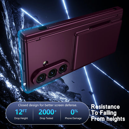 For Galaxy Z Fold8 Ultra 5G Card Bag Holder Hinge Integrated Film Phone Case, No Pen - Purple - SYA003377701C