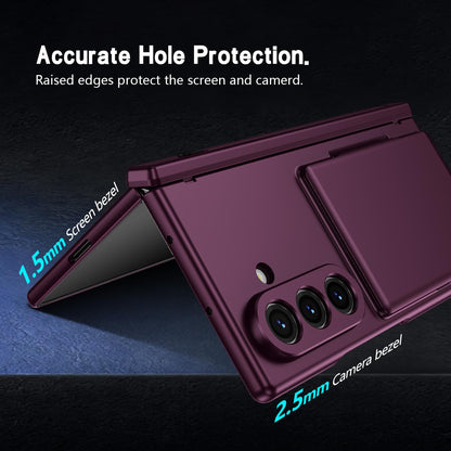For Galaxy Z Fold8 Ultra 5G Card Bag Holder Hinge Integrated Film Phone Case, No Pen - Purple - SYA003377701C
