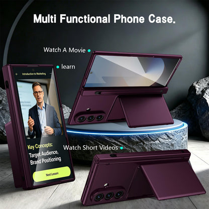 For Galaxy Z Fold8 Ultra 5G Card Bag Holder Hinge Integrated Film Phone Case, No Pen - Purple - SYA003377701C