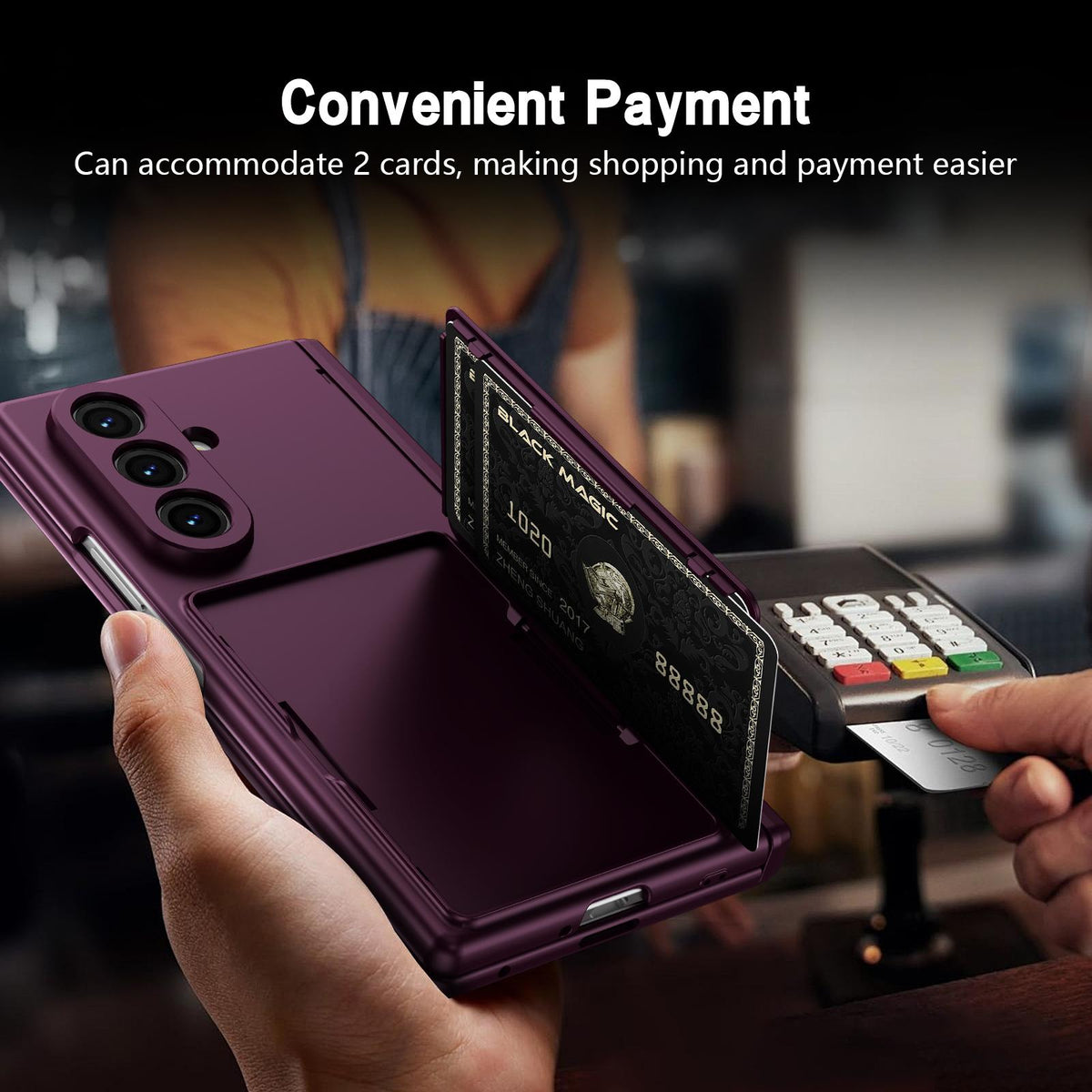 For Galaxy Z Fold8 Ultra 5G Card Bag Holder Hinge Integrated Film Phone Case, No Pen - Purple - SYA003377701C
