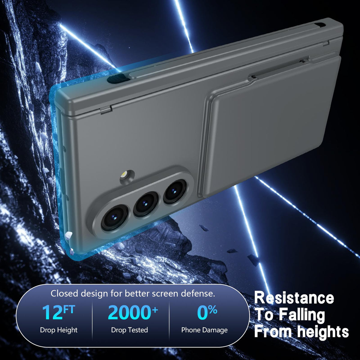 For Galaxy Z Fold8 Ultra 5G Card Bag Holder Hinge Integrated Film Phone Case, No Pen - Grey - SYA003377701D