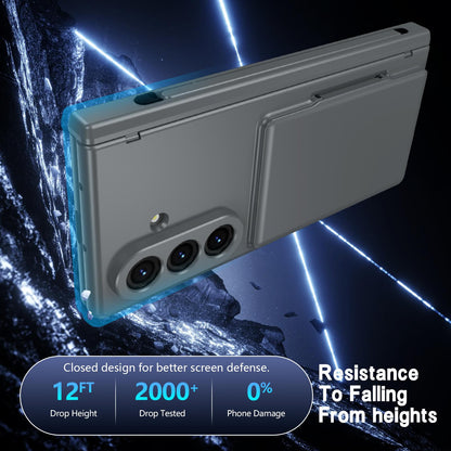 For Galaxy Z Fold8 Ultra 5G Card Bag Holder Hinge Integrated Film Phone Case, No Pen - Grey - SYA003377701D