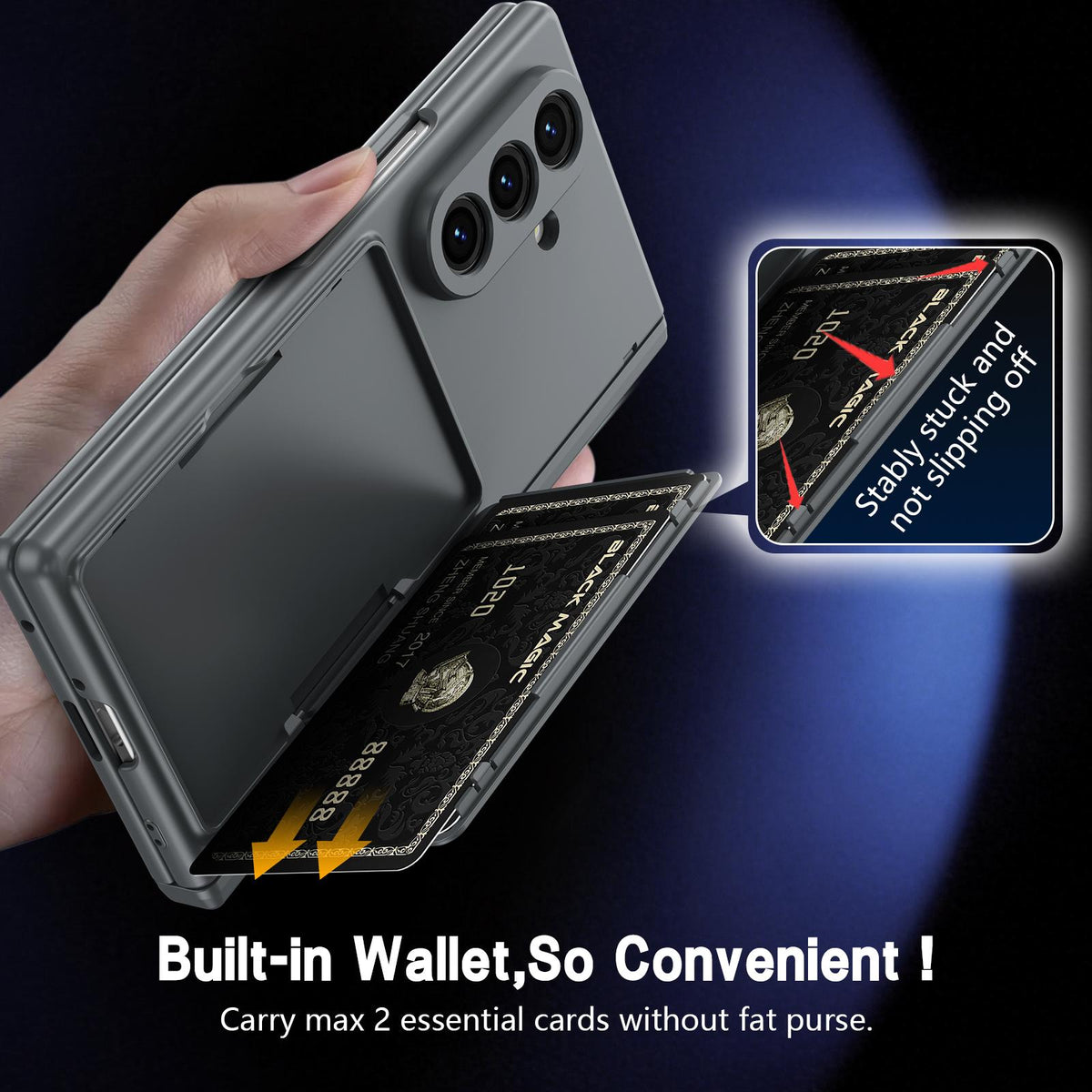 For Galaxy Z Fold8 Ultra 5G Card Bag Holder Hinge Integrated Film Phone Case, No Pen - Grey - SYA003377701D