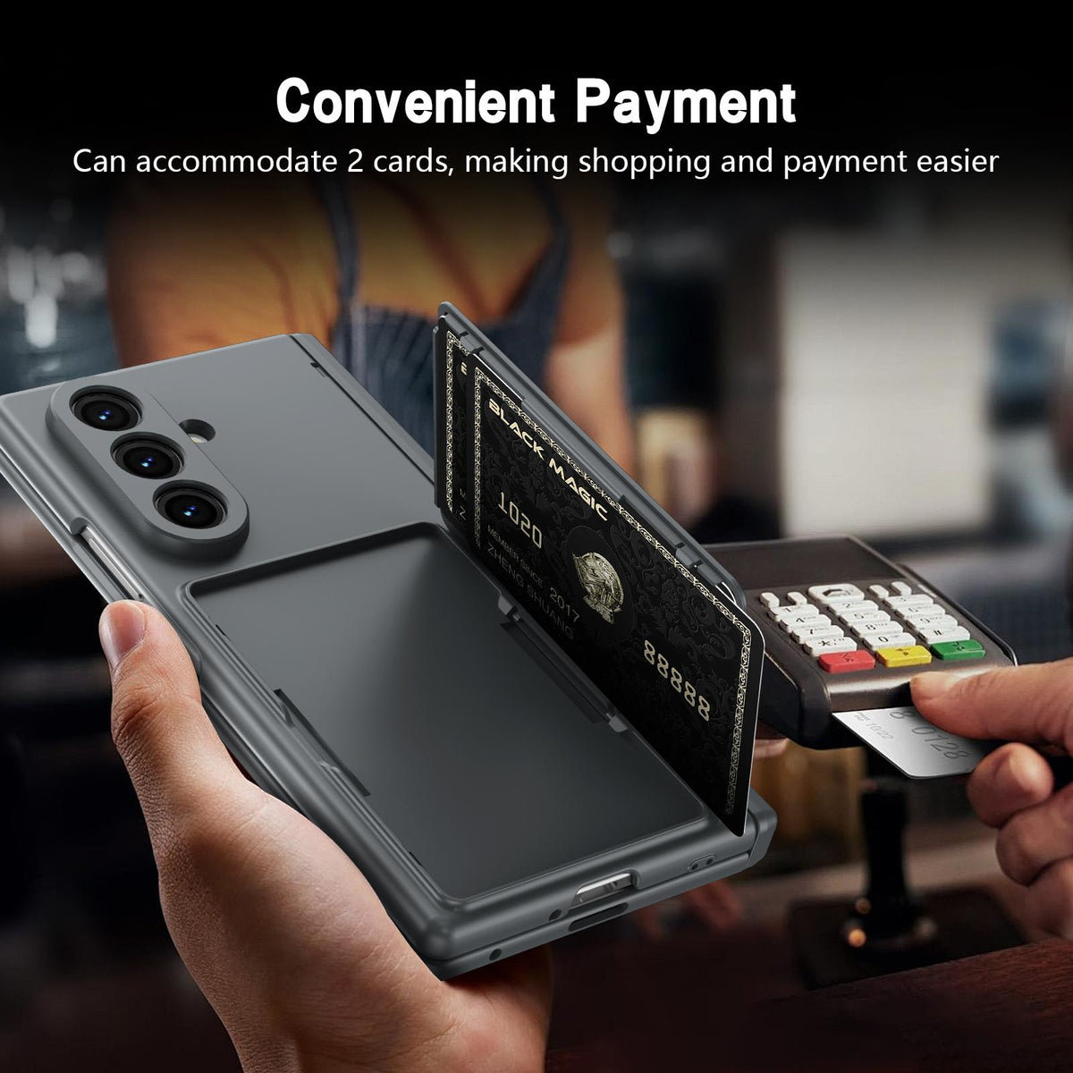 For Galaxy Z Fold8 Ultra 5G Card Bag Holder Hinge Integrated Film Phone Case, No Pen - Grey - SYA003377701D
