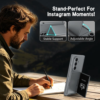 For Galaxy Z Fold8 Ultra 5G Card Bag Holder Hinge Integrated Film Phone Case, No Pen - Grey - SYA003377701D