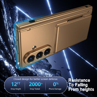 For Galaxy Z Fold8 Ultra 5G Card Bag Holder Hinge Integrated Film Phone Case, No Pen - Gold - SYA003377701E