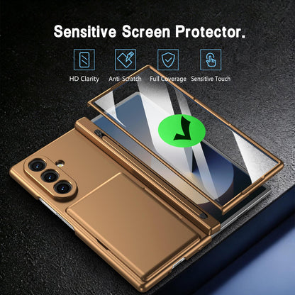 For Galaxy Z Fold8 Ultra 5G Card Bag Holder Hinge Integrated Film Phone Case, No Pen - Gold - SYA003377701E