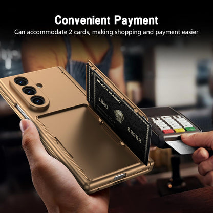 For Galaxy Z Fold8 Ultra 5G Card Bag Holder Hinge Integrated Film Phone Case, No Pen - Gold - SYA003377701E