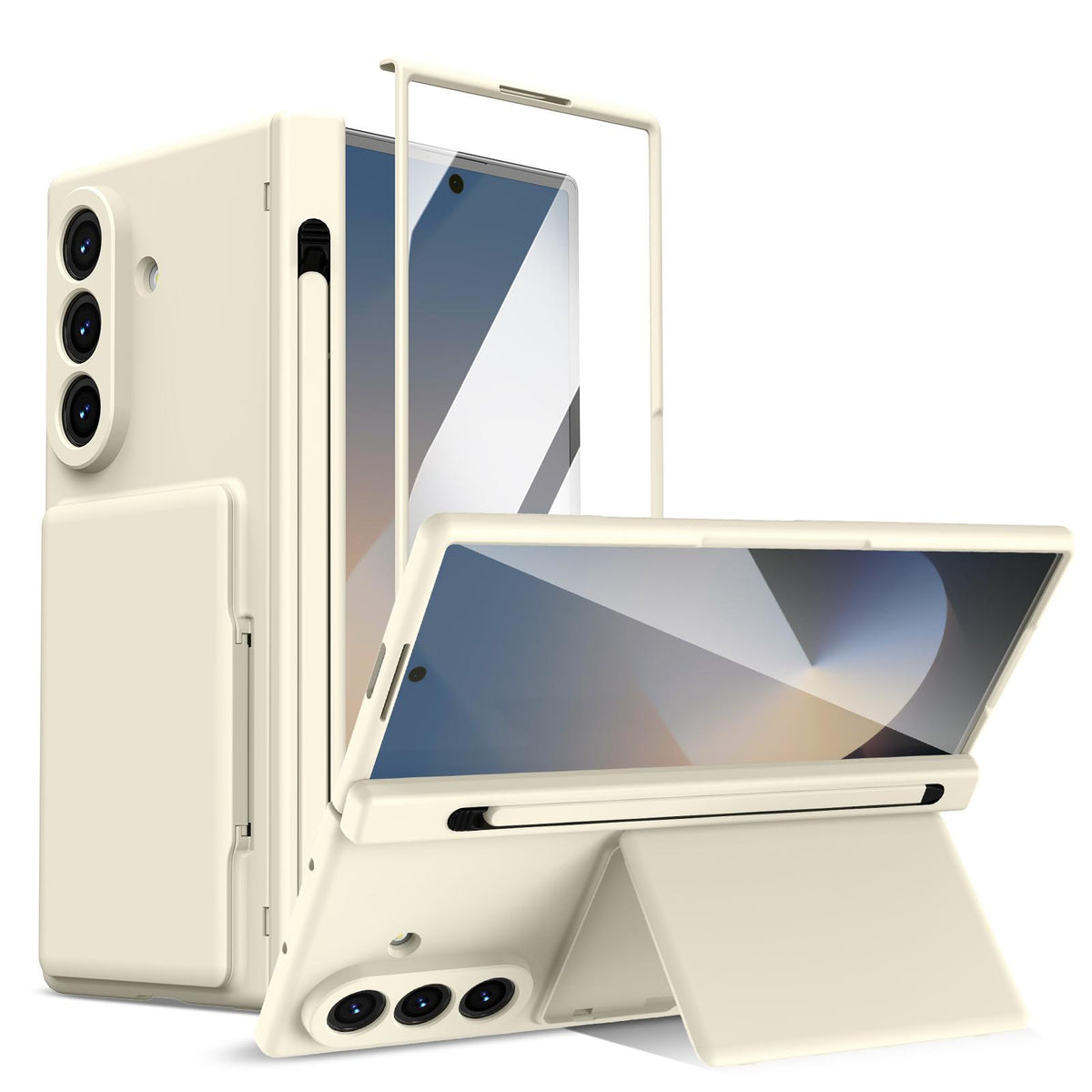 For Galaxy Z Fold8 Ultra 5G Card Bag Holder Hinge Integrated Film Phone Case, No Pen - White - SYA003377701F