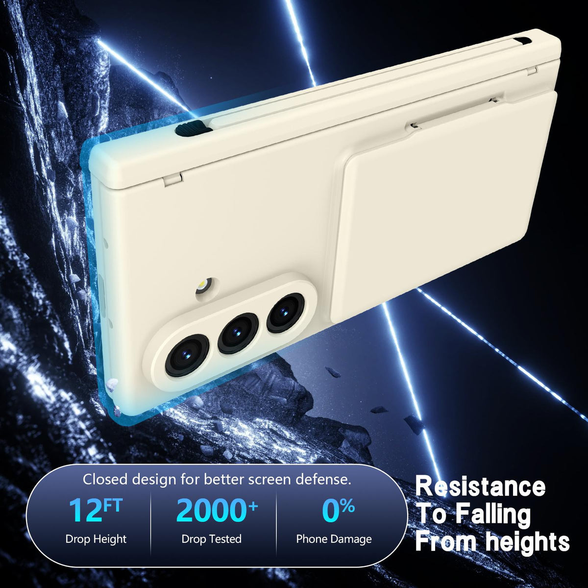 For Galaxy Z Fold8 Ultra 5G Card Bag Holder Hinge Integrated Film Phone Case, No Pen - White - SYA003377701F