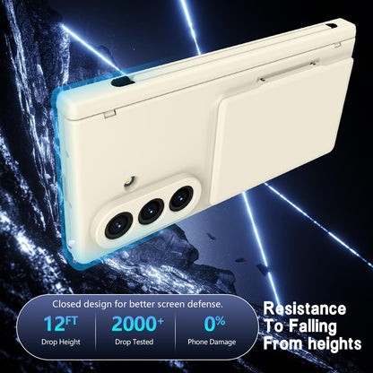 For Galaxy Z Fold8 Ultra 5G Card Bag Holder Hinge Integrated Film Phone Case, No Pen - White - SYA003377701F