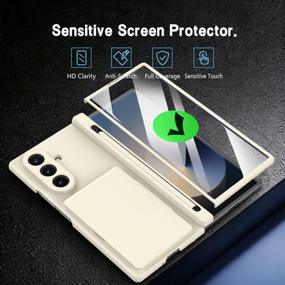 For Galaxy Z Fold8 Ultra 5G Card Bag Holder Hinge Integrated Film Phone Case, No Pen - White - SYA003377701F