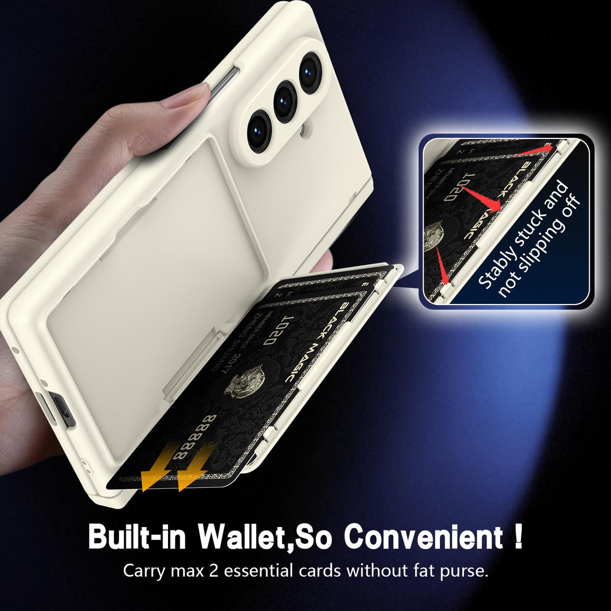 For Galaxy Z Fold8 Ultra 5G Card Bag Holder Hinge Integrated Film Phone Case, No Pen - White - SYA003377701F
