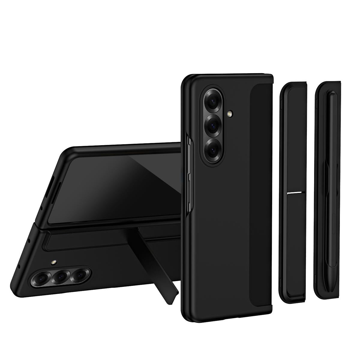 For Galaxy Z Fold8 Ultra 5G 2-in-1 Hard PC Folding Phone Case with Holder Pen Slot - Black - SYA003386001A