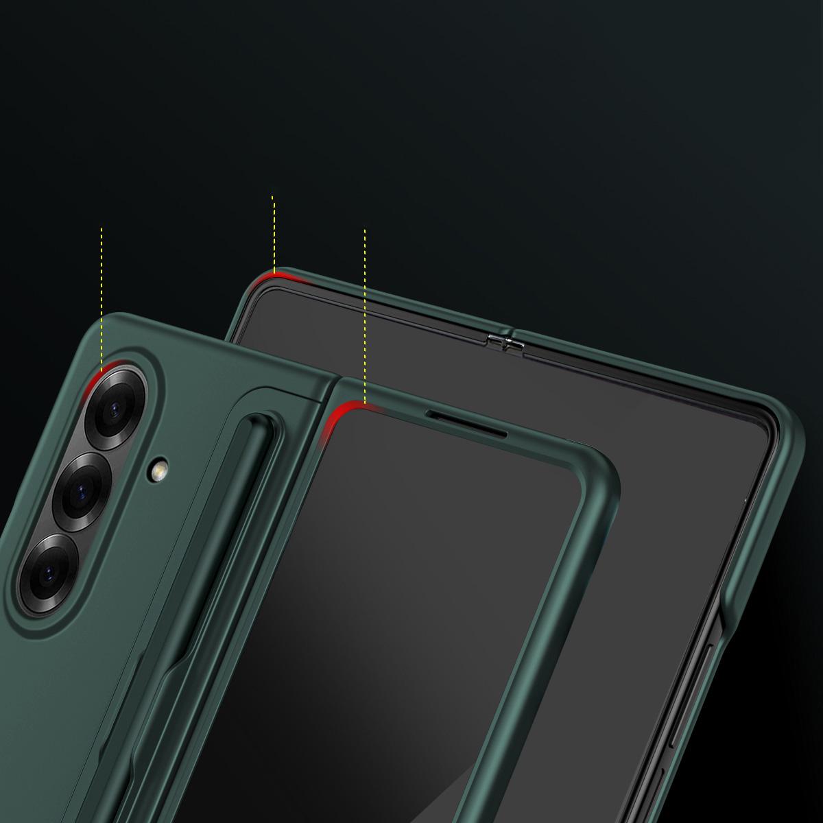 For Galaxy Z Fold8 Ultra 5G 2-in-1 Hard PC Folding Phone Case with Holder Pen Slot - Green - SYA003386001D