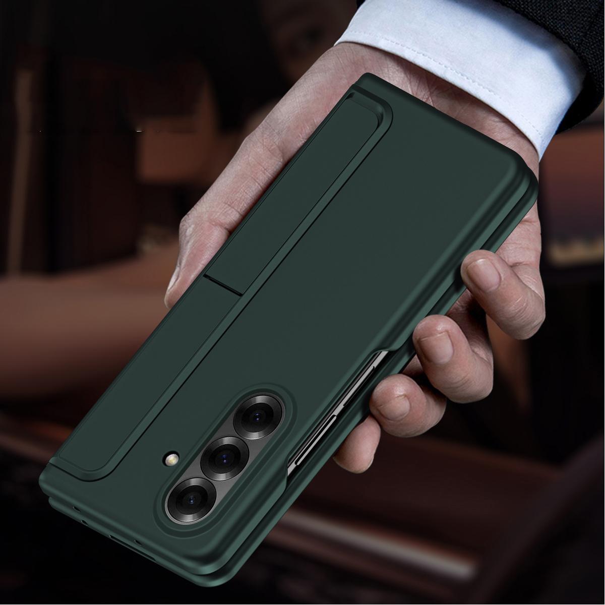 For Galaxy Z Fold8 Ultra 5G 2-in-1 Hard PC Folding Phone Case with Holder Pen Slot - Cyan - SYA003386001F