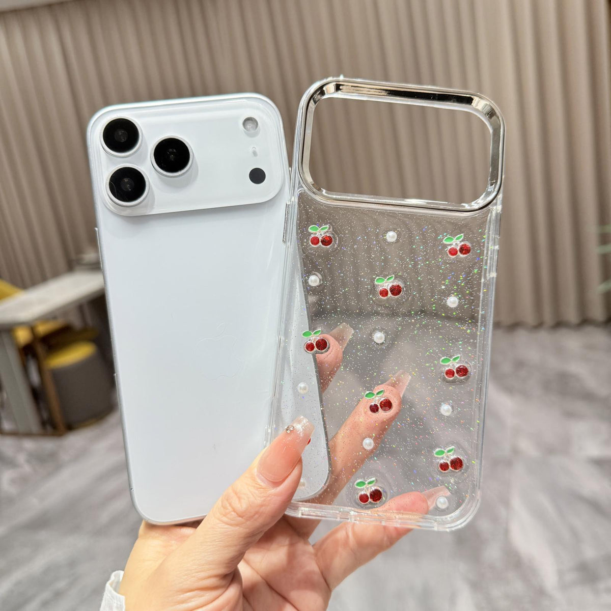 For iPhone 17 Epoxy Resin 3D Mini Cherry TPU Phone Case - Red - SYA003388703B