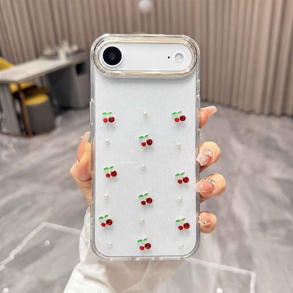 For iPhone Air Epoxy Resin 3D Mini Cherry TPU Phone Case - Red - SYA003388704B