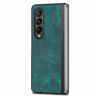 For Galaxy Z Flod4 5G Vintage Leather PC Back Cover Phone Case - Green - SYA003392801C