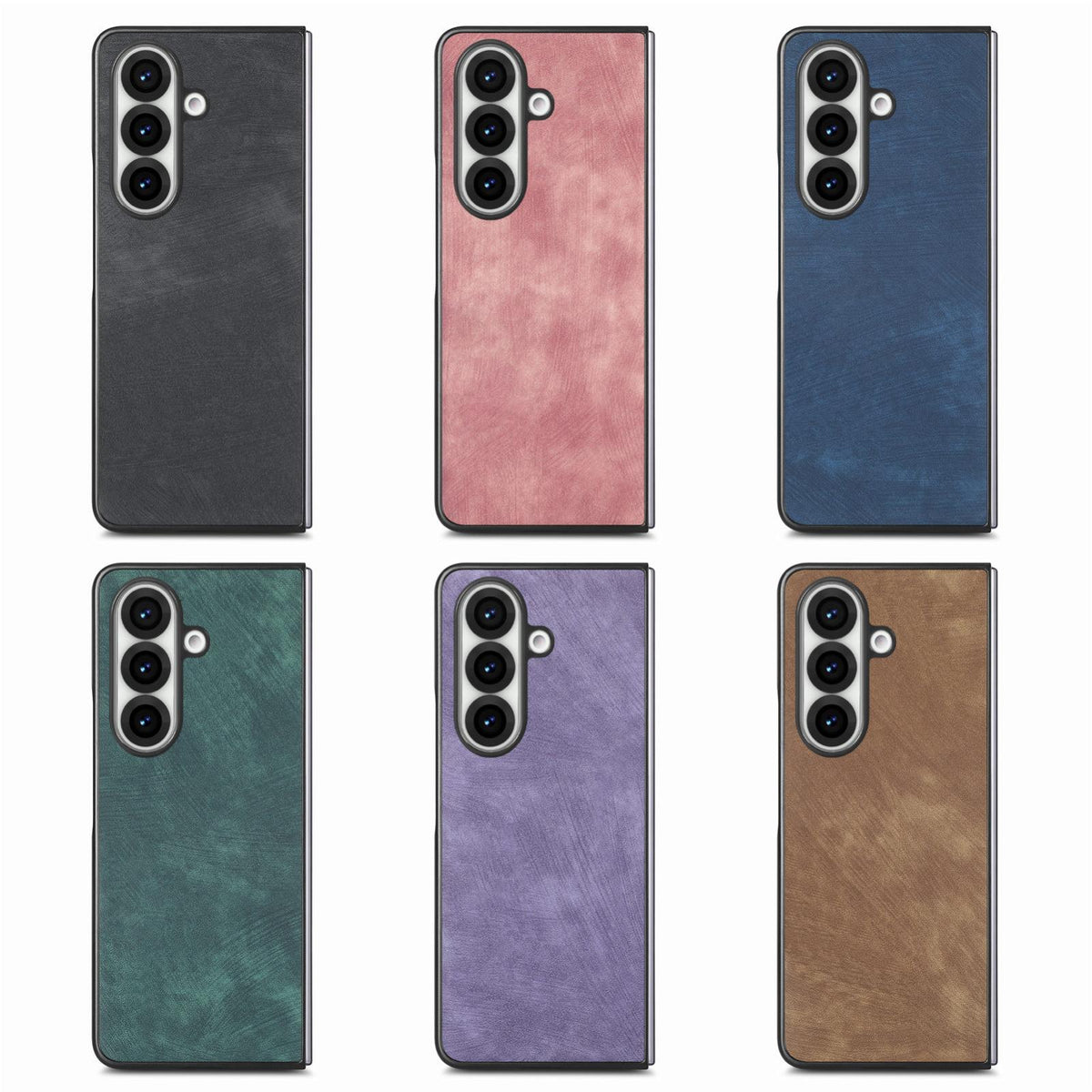 For Galaxy Z Flod4 5G Vintage Leather PC Back Cover Phone Case - Purple - SYA003392801B