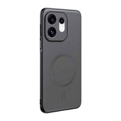 For OPPO Reno16 Global Plain Leather MagSafe Shockproof Phone Case - Grey - SYA003403001A