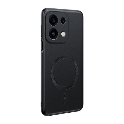 For OPPO Reno16 Pro Global Plain Leather MagSafe Shockproof Phone Case - Black - SYA003403002B