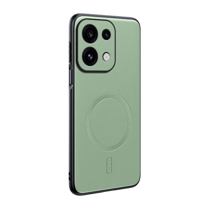 For OPPO Reno16 Pro Global Plain Leather MagSafe Shockproof Phone Case - Green - SYA003403002C
