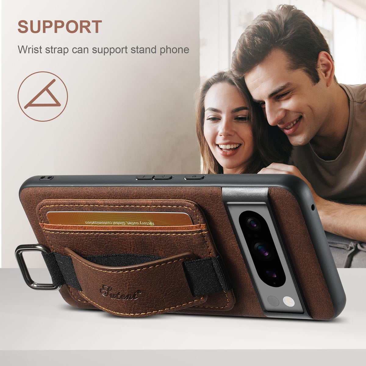 For Google Pixel 11 Pro XL Suteni H13 Litchi Leather Wrist Strap Wallet Back Phone Case - Brown - SYA003409501B