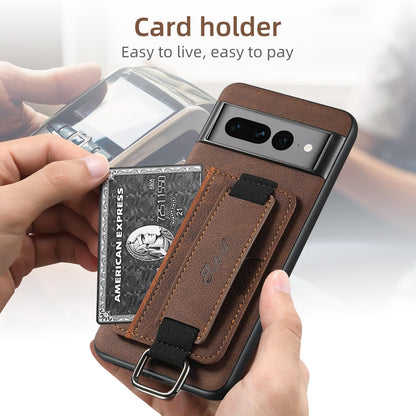 For Google Pixel 11 Pro XL Suteni H13 Litchi Leather Wrist Strap Wallet Back Phone Case - Brown - SYA003409501B