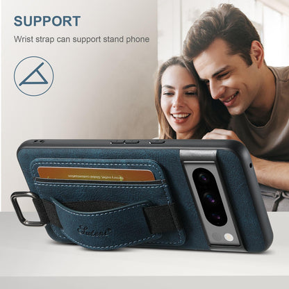 For Google Pixel 11 Pro XL Suteni H13 Litchi Leather Wrist Strap Wallet Back Phone Case - Blue - SYA003409501C