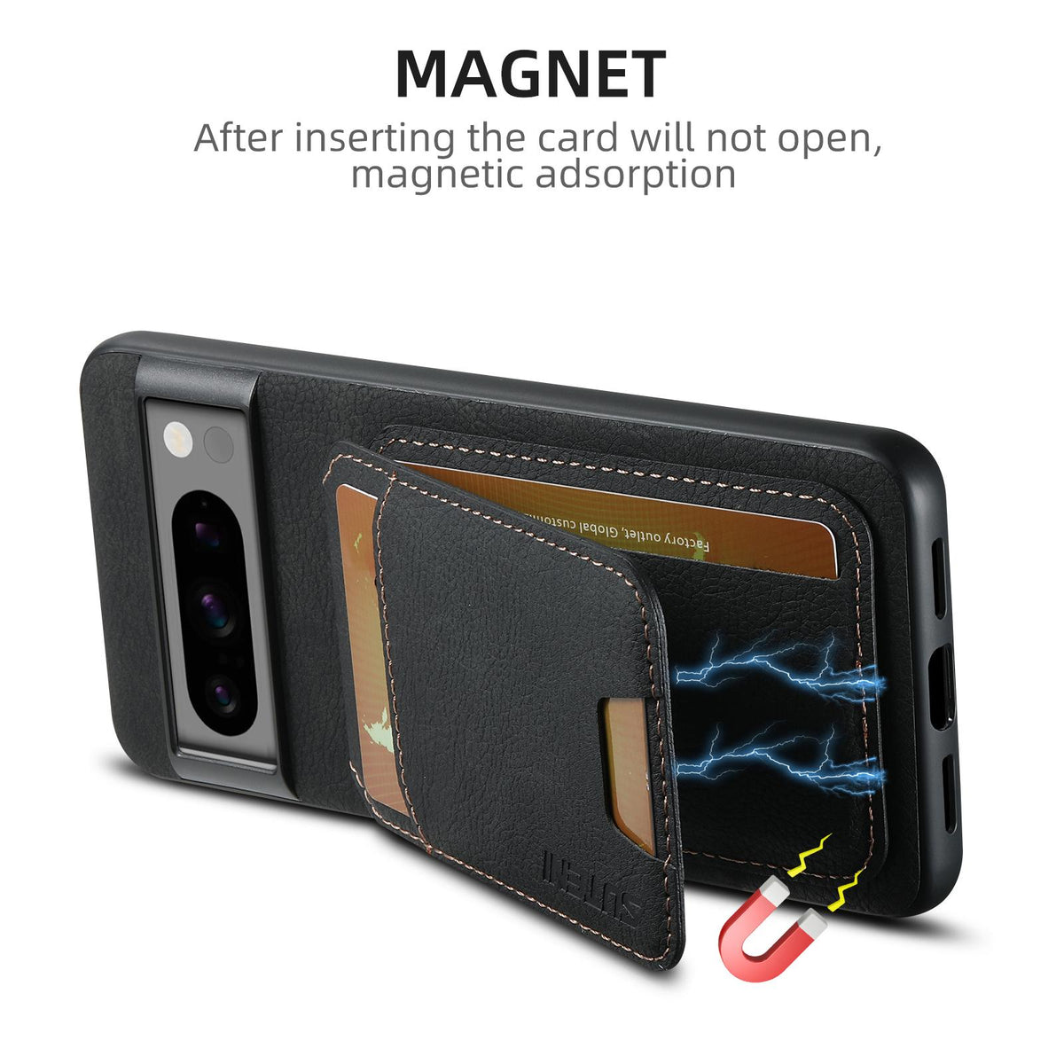 For Google Pixel 11 Pro Suteni H02 Litchi Leather Card Wallet Stand Back Phone Case - Black - SYA003409602A