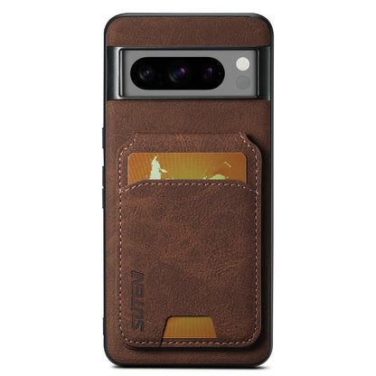 For Google Pixel 11 Pro Suteni H02 Litchi Leather Card Wallet Stand Back Phone Case - Brown - SYA003409602B