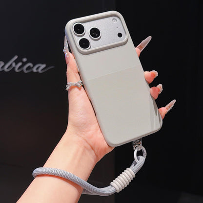 For iPhone 17 Pro Max Imitation Dot-texture TPU Phone Case with Strap - Gray - SYA003421001C
