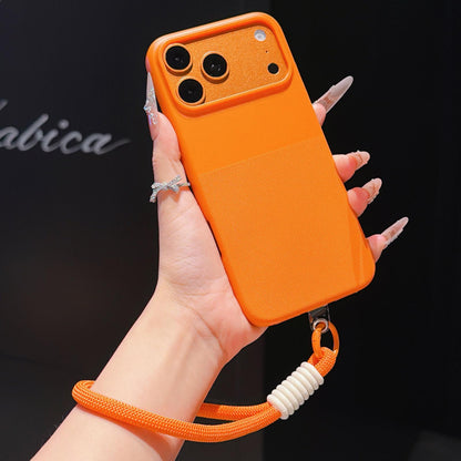 For iPhone 17 Pro Imitation Dot-texture TPU Phone Case with Strap - Orange - SYA003421002B