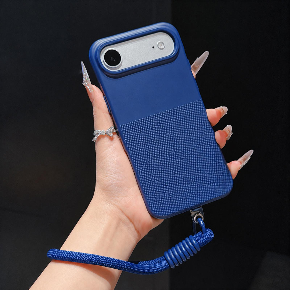 For iPhone Air Imitation Dot-texture TPU Phone Case with Strap - Blue - SYA003421004A